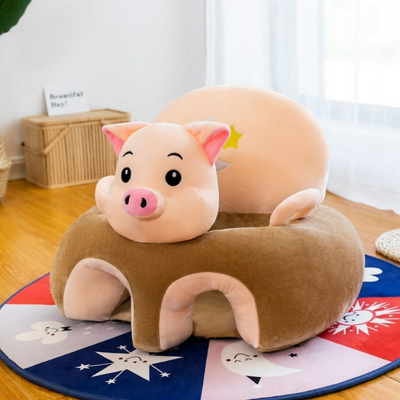 Baby Sofa Support Chair Soft Plush Cartoon Animals Baby Sitting Chair Learning to Sit Seats without Filled Cotton