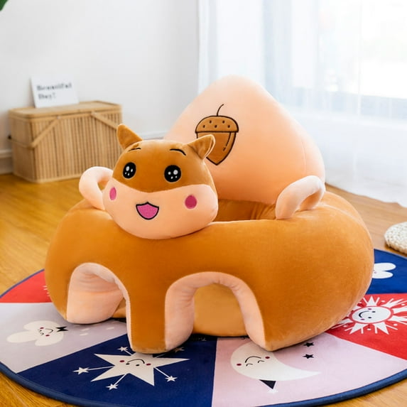 Baby Sofa Support Chair Soft Plush Cartoon Animals Baby Sitting Chair Learning to Sit Seats without Filled Cotton