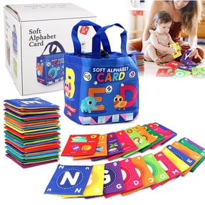 Soft Alphabet Cards, 26PCS Washable Cloth Flash Cards, Early Learning Toy with Storage Bag, Montessori Sensory Educational Gift for s