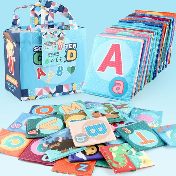 Baby Soft Alphabet Cards Toys,Early Childhood Enlightenment Book,Education Cloth Alphabet Tiles Toys, Alphabet Flash Cards With Storage Bag,Baby Flash Cards 6 To 12 Months Washable Soft Letter