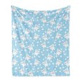 thumbnail image 1 of Baby Soft Flannel Fleece Blanket, Amusing Feline Cat with Yarn Ball and Mouse Sketch Predator Instincts Dotted Backdrop, Cozy Plush for Indoor and Outdoor Use, 50" x 70", Blue Cream, by Ambesonne, 1 of 5