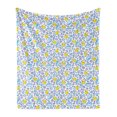 thumbnail image 1 of Baby Soft Flannel Fleece Blanket, Washing Time Themed Image with Soap Bubbles Water Droplets Rubber Ducks Pattern, Cozy Plush for Indoor and Outdoor Use, 50" x 70", Blue Lilac Yellow, by Ambesonne, 1 of 5