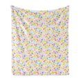 thumbnail image 1 of Baby Soft Flannel Fleece Throw Blanket, Assortment of Infant Items Toys Footprints Milk Bottles Flower Arrangement Design, Cozy Plush for Indoor and Outdoor Use, 60" x 80", Multicolor, by Ambesonne, 1 of 5