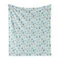 thumbnail image 1 of Baby Soft Flannel Fleece Throw Blanket, Infant Head with Balloons Pacifiers and Milk Bottles Newborn Inspired, Cozy Plush for Indoor and Outdoor Use, 60" x 80", Baby Blue Turquoise Tan, by Ambesonne, 1 of 5