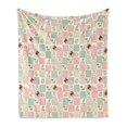 thumbnail image 1 of Baby Soft Flannel Fleece Throw Blanket, Square Checkered Pattern Cat Cow Sleeping Girl Ornamental Milk Bottle Drawing, Cozy Plush for Indoor and Outdoor Use, 70" x 90", Multicolor, by Ambesonne, 1 of 5