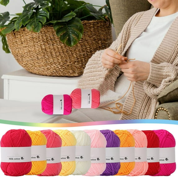 Baby Soft Milk Cotton Yarn 25g Skein – Colorful Hand Knitting and Crochet Yarn for Beginners, DIY Crafts, Hats, Scarves, Sweaters and Baby Projects