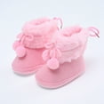 thumbnail image 1 of Baby Solid Color Cotton Shoes Fleece Double Pom Soft Soled Toddler Shoes Snow Boots, 1 of 6