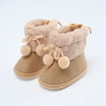 thumbnail image 1 of Baby Solid Color Cotton Shoes Fleece Double Pom Soft Soled Toddler Shoes Snow Boots, 1 of 8