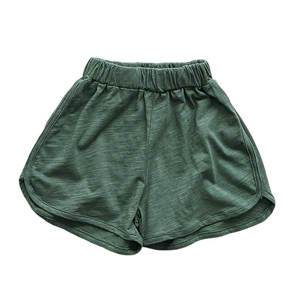 Baby Solid Color Lantern Shorts Sports Home Casual Wear Beach Dark Green 3 Years-4 Years