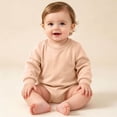 thumbnail image 1 of Baby Solid Long‑Sleeve Crew Neck Bodysuit, Stretch Cuffs & Snap‑Crotch, Skin‑Friendly Soft Fabric, Basic Daily Onesie for Infant 0‑24 Months, Baby Onesies Unisex Rose Gold 0-3 Months, 1 of 6