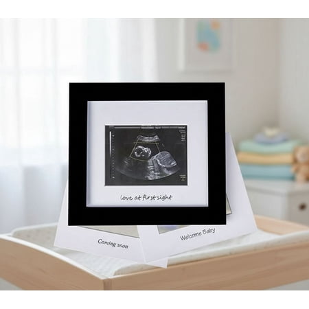 Baby Sonogram Photo Frame - 1st Ultrasound Picture Frame - ,Baby Shower, Gender Reveal Party,Idea Gift for Expecting Parents,Baby Nursery Decor (Silver Text, Black)