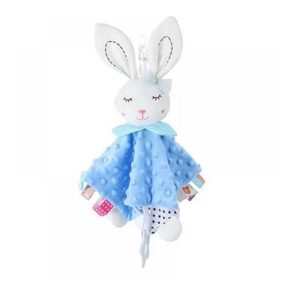 Baby Soothing Sensory Blanket Plush Animal Toy Plush Safety Blanket With Color Label Toy Cute Cloth Holding Blanket-Pink Mouse Blue Rabbit White Rabbit Gray Elephant