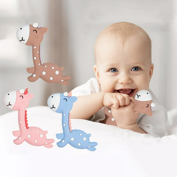 Baby Soothing Teether Toy - Food Grade BPA Free Giraffe Teether for 3+ Months, Soft Massage Granules for Sore Gums, Ergonomic Design for Easy Grasp & Cleaning, Dishwasher & Freezer Safe (4.13 Inch)