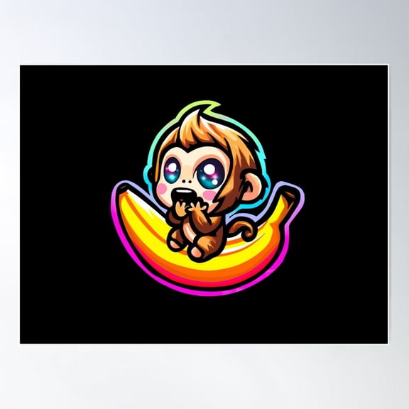 Baby Space Monkey Poster Wall Art, Modern Wall Decor For Living Room Bedroom, 12x18 UNFRAMED