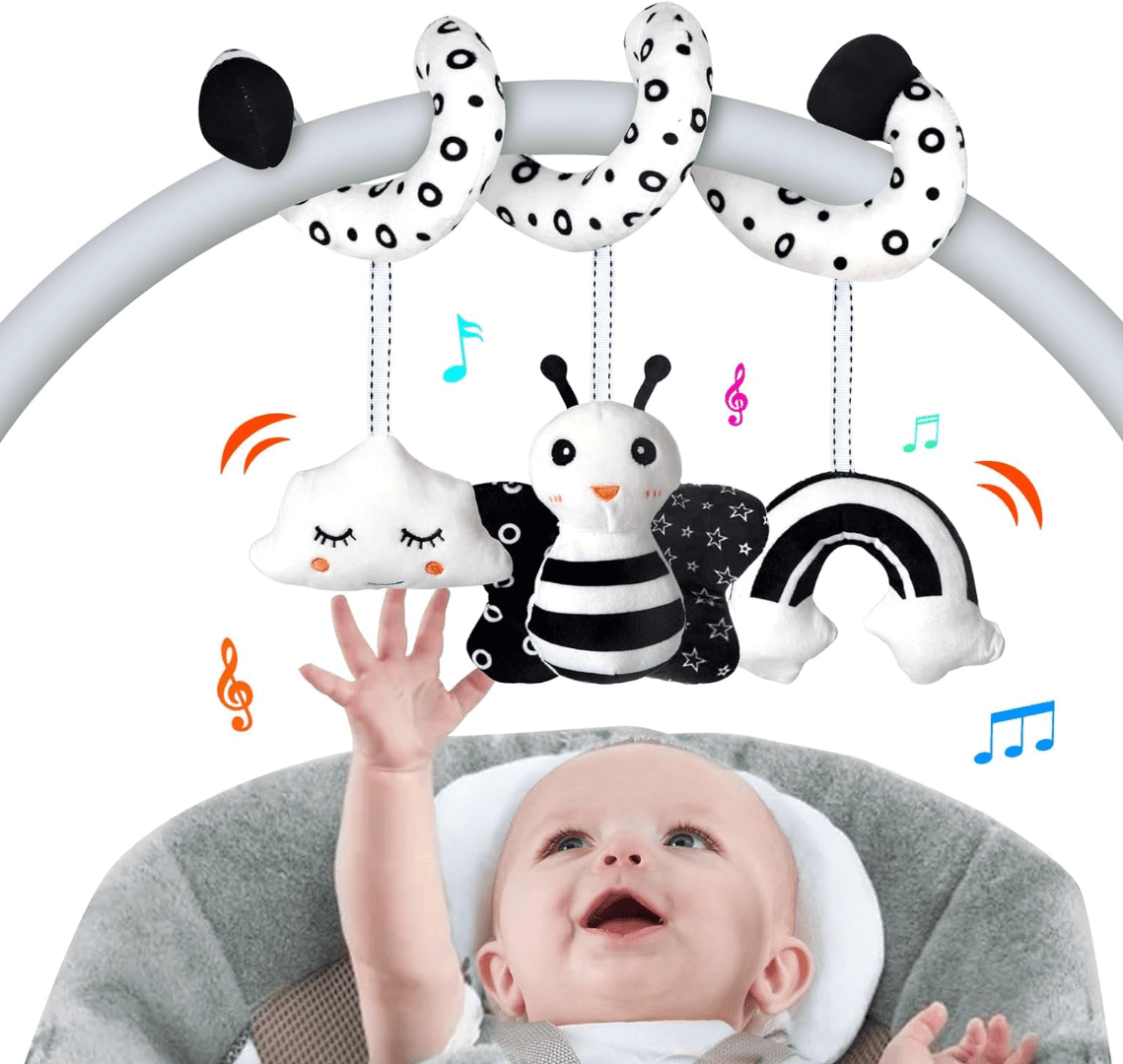 Baby Spiral Plush Toys, Black White Stroller Toy Stretch & Spiral Activity  Toy Car Seat Toys, Hanging Rattle Toys for Crib Mobile, Newborn Sensory Toy  Best Gift for 0 3 6 9 12 Months 