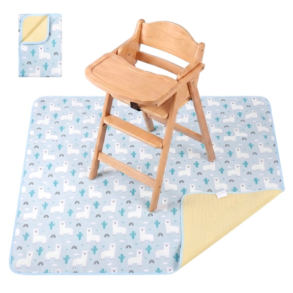 Baby Splat Mat for Under High Chair, 43.3" x 43.3" Inch Wipeable Splash Mat, Waterproof and Washable, Anti-Slip Floor Protector(style-alpaca)