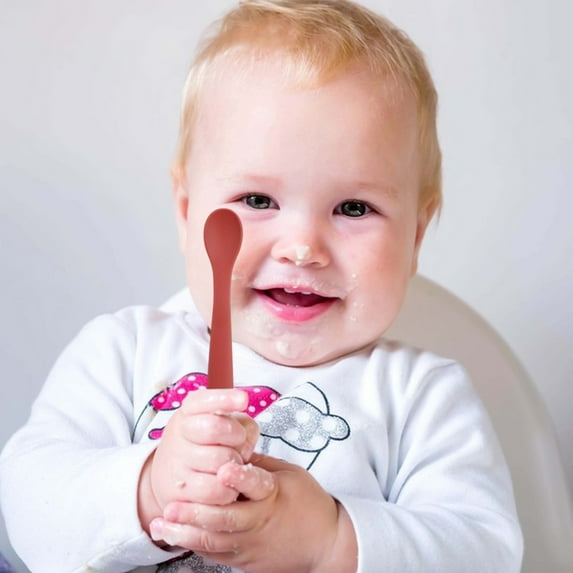 Baby Spoon, First Stage Silicone Baby Feeding Spoons, Soft Tip Feeding Baby Utensils, Baby Led Weaning Supplies Training Spoons, Dishwasher and Boil Safe