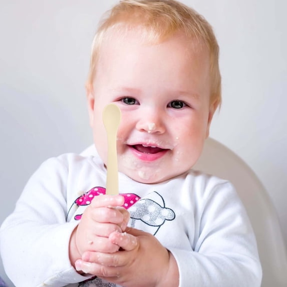 Baby Spoon, First Stage Silicone Baby Feeding Spoons, Soft Tip Feeding Baby Utensils, Baby Led Weaning Supplies Training Spoons, Dishwasher and Boil Safe
