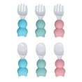 Baby Spoons Forks Set Short Handle Silicone Self Feeding Utensils for Infants Toddlers Food