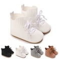 thumbnail image 1 of Baby Spring New Baby Knitted High Top Lace-up Outside To Wear Non-slip Breathable Sweatproof Toddler Shoes Gray qILAKOG Size 4, 1 of 7