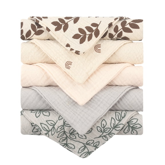 Baby Square Face Towel Infant Drooling Bibs Wash Cloth Cotton Muslin-Handkerchief Skin Friendly Nursing Burp Cloth 5PCS