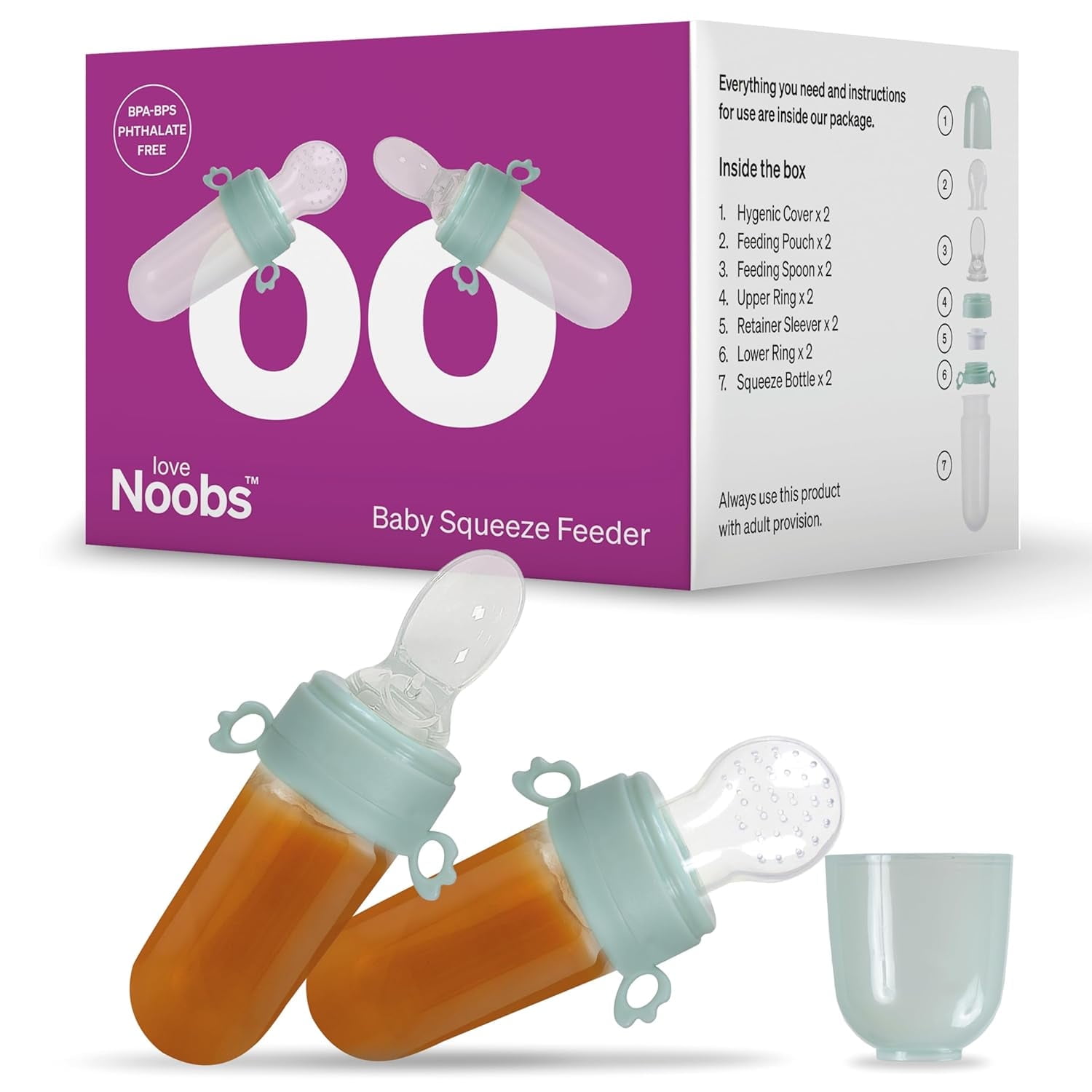Baby Squeeze Food Dispenser by LoveNoobs, 2 Count, BPA Free