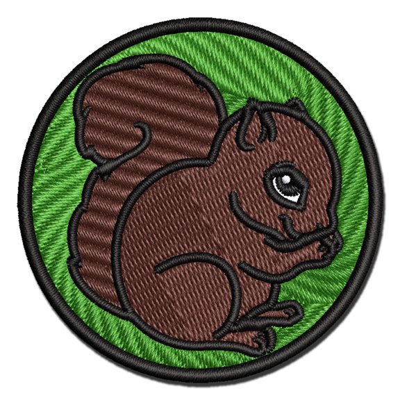Baby Squirrel Woodland Animal Applique Multi-Color Embroidered Iron-On Patch - 2.0 Inch Mini