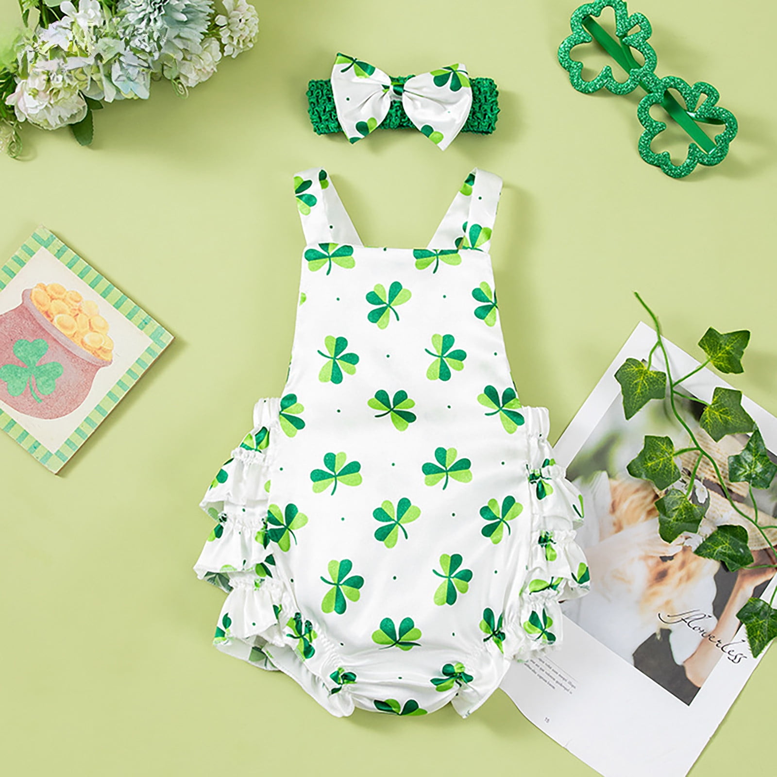 Toddler Girl St. Patrick's Day Outfit - Little Lucky Charm Sweatshirt & Clover Pants 2-Piece Set