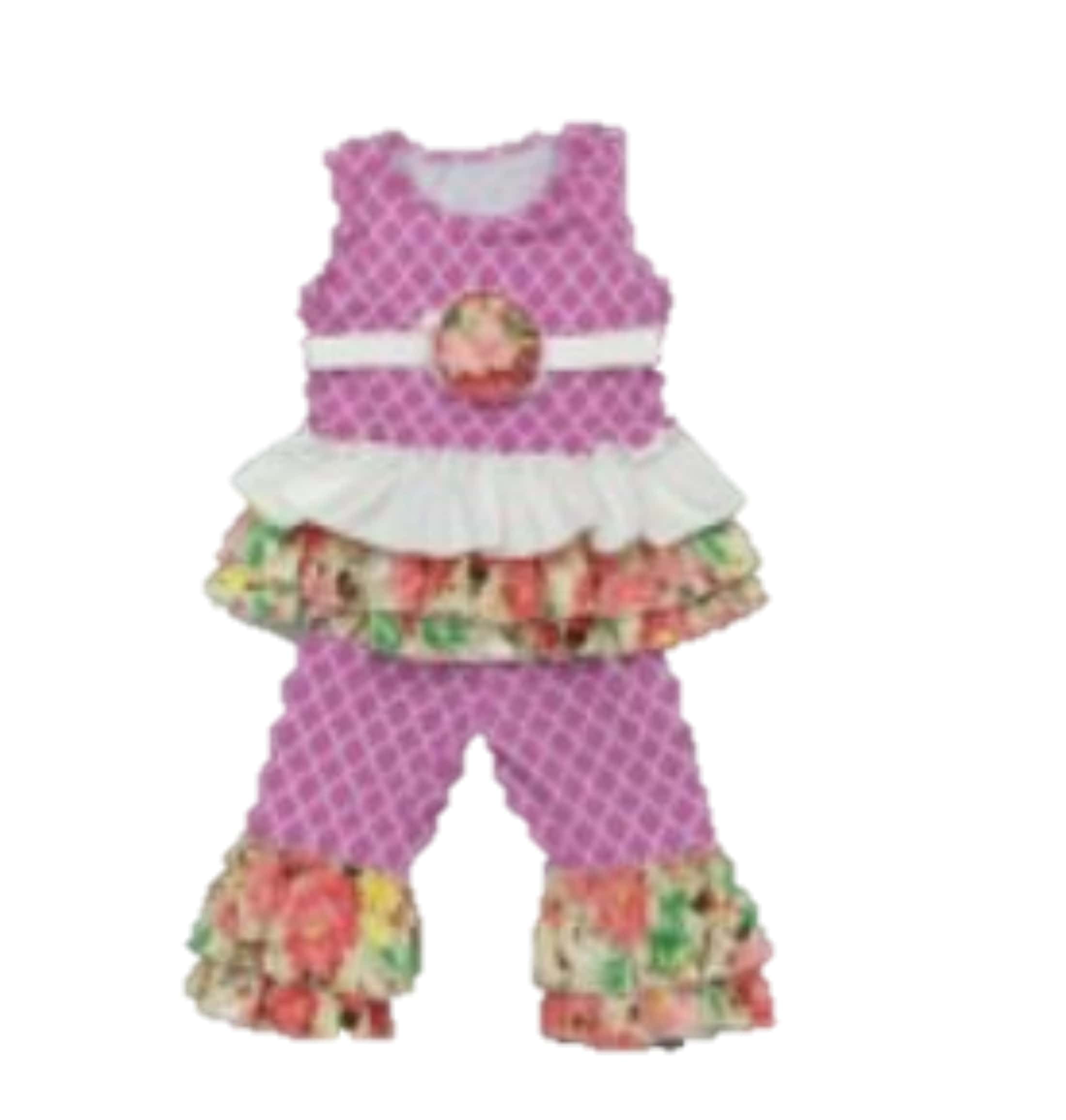 Baby Star Baby Girl Floral Short Sleeve Top and Pants Outfit, 2pc Set