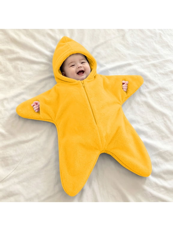 Baby Star Costume Jumpsuit Hooded Footed Sleeper 3-12 Months Infant Novelty Star Silhouette One Piece Indoor Pajama Soft Cuddly Loungewear Romper for Boys Girls At Home Nap and Holiday Picture Set