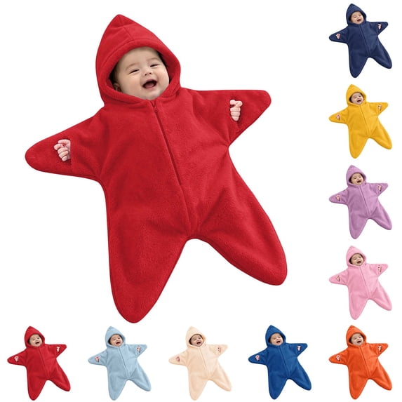 Baby Star Suit Newborn Starfish Bunting Romper Infant Footie Jumpsuit Winter Warm Wearable Blanket Newborn Coming Home Outfit