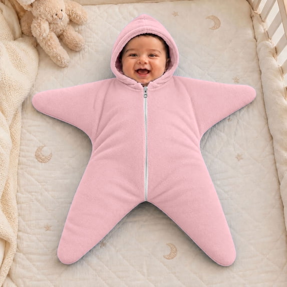 Baby Starfish Onesie,Cozy Star Babies Swaddle Bag,Infant Soft Fleece One Piece Romper,Fall Winter Warm Outfits Baby Starfish Outfit
