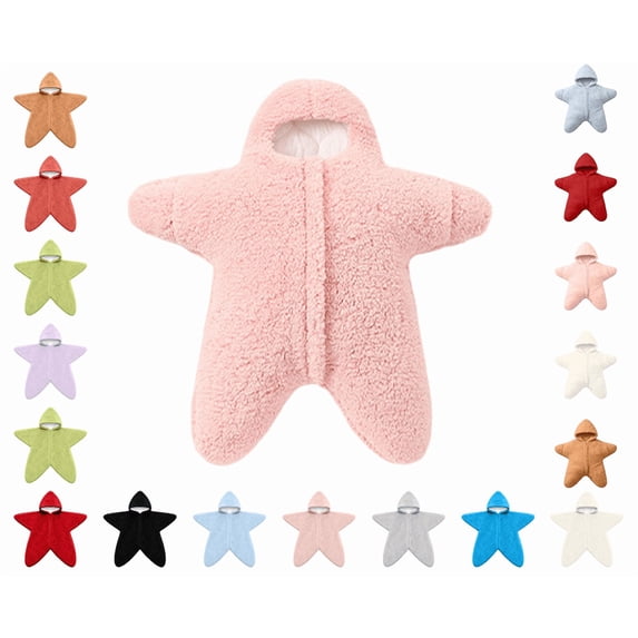 Baby Starfish Onesie, Cute Thick Fleece Wearable Soft Newborn Baby Infant Warm Swaddle Wrap Sleeping Sack (Pink-A,Size:3M)