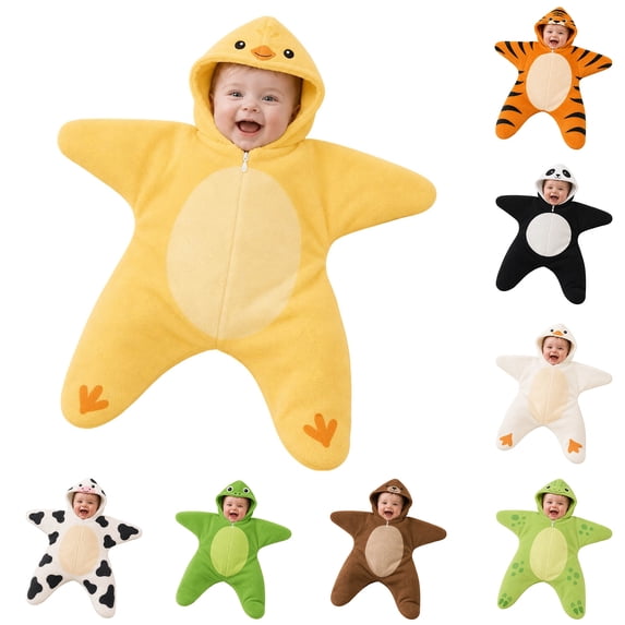 Baby Starfish Onesie Fleece Wearable Swaddle Bag Newborn Romper Crochet Starfish Baby Onesie