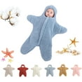 thumbnail image 1 of Baby Starfish Onesie, Thick Imitation Fleece Starfish Newborn Sleeping Bag, Infant Footie Jumpsuit Winter Warm Outfits, 1 of 11