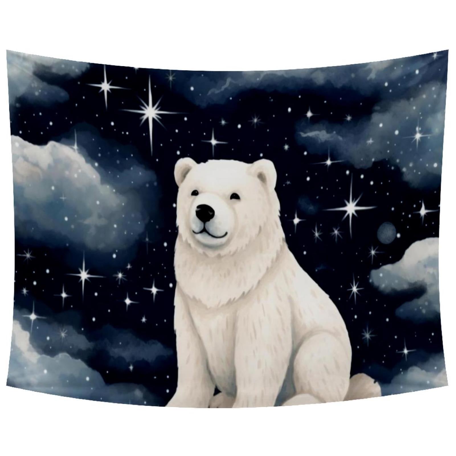 Baby Stars Polar Bear Tapestry Wall Hanging for Bedroom Home Decor