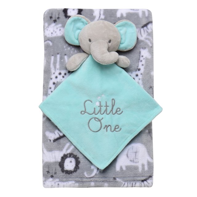Baby Starters Blanket With Elephant Snuggle Set, 30"x34", Gray