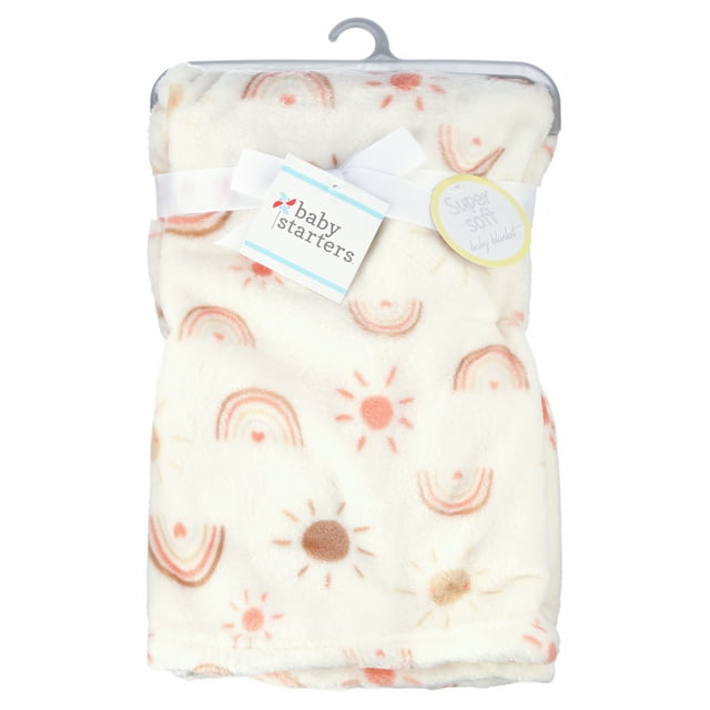 Baby Starters Rainbow Print Plush Baby Blanket (30" x 40"), Natural