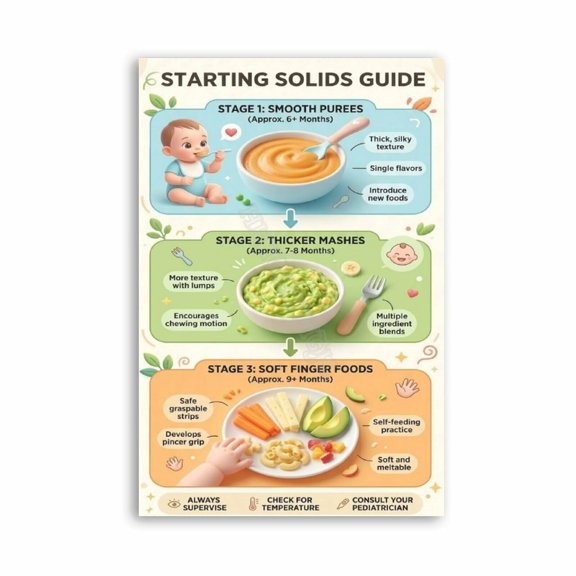 Baby Starting Solids Guide Poster Healthy Diet Canvas Painting Wall Art