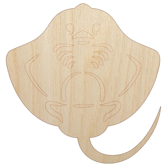 Baby Stingray Underside Wood Shape Unfinished Piece Cutout Craft DIY Projects - 4.70 Inch Size - 1/4 Inch Thick