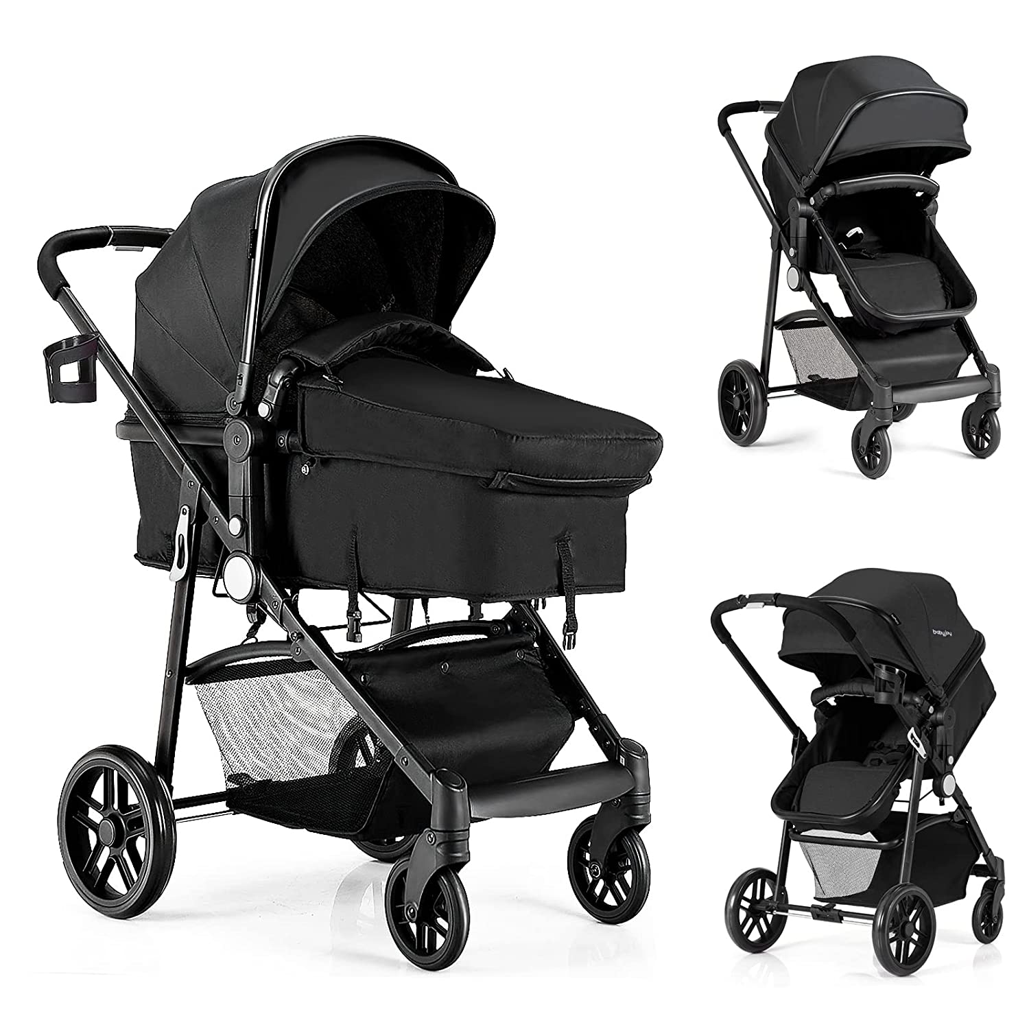 Baby Stroller, 2 in 1 Convertible Carriage to Stroller