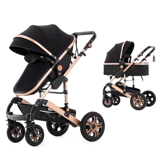 Steanny Baby Stroller Reversible Stroller Up to 55lbs,2-IN-1 Stroller Suit Newborn to Toddler Baby Carriage With Mami Bag