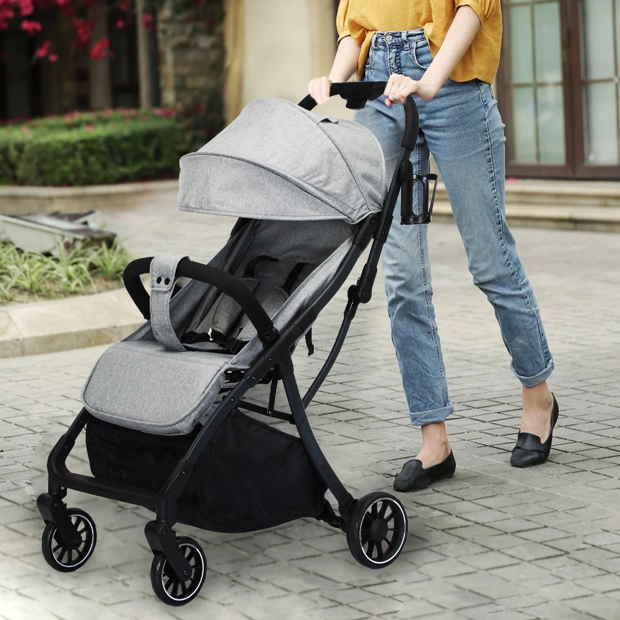 Baby Stroller, 2 in 1 Convertible Baby Stroller Folding Infant Newborn Reversible Pram