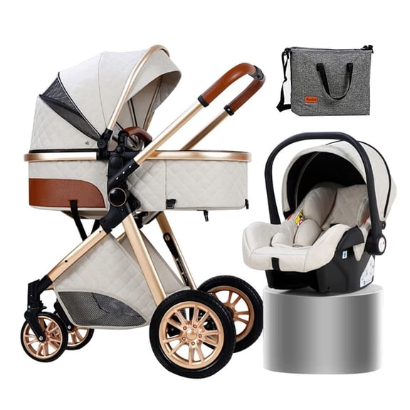 Baby Stroller 3 in 1 Toddler Pushchair Foldable Lightweight Ultra Compact Infant Prams with Mommy Bag Rain Cover Footmuff Blanket Cooling Pad Mosquito Net for 0-3 Years Old