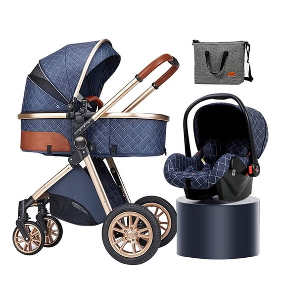 Baby Stroller 3 in 1 Toddler Pushchair Foldable Lightweight Ultra Compact Infant Prams with Mommy Bag Rain Cover Footmuff Blanket Cooling Pad Mosquito Net for 0-3 Years Old