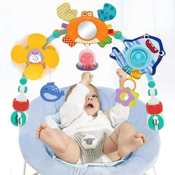 Baby Stroller Car Seat Toys: Adjustable Stroller Arch Carseat Toys for Infants 0-6-12 Months - Montessori Sensory Travel Crib Bouncer Bassinet Activity Toys for Toddler Boy Girl 0 3 6 9 12 24 Months