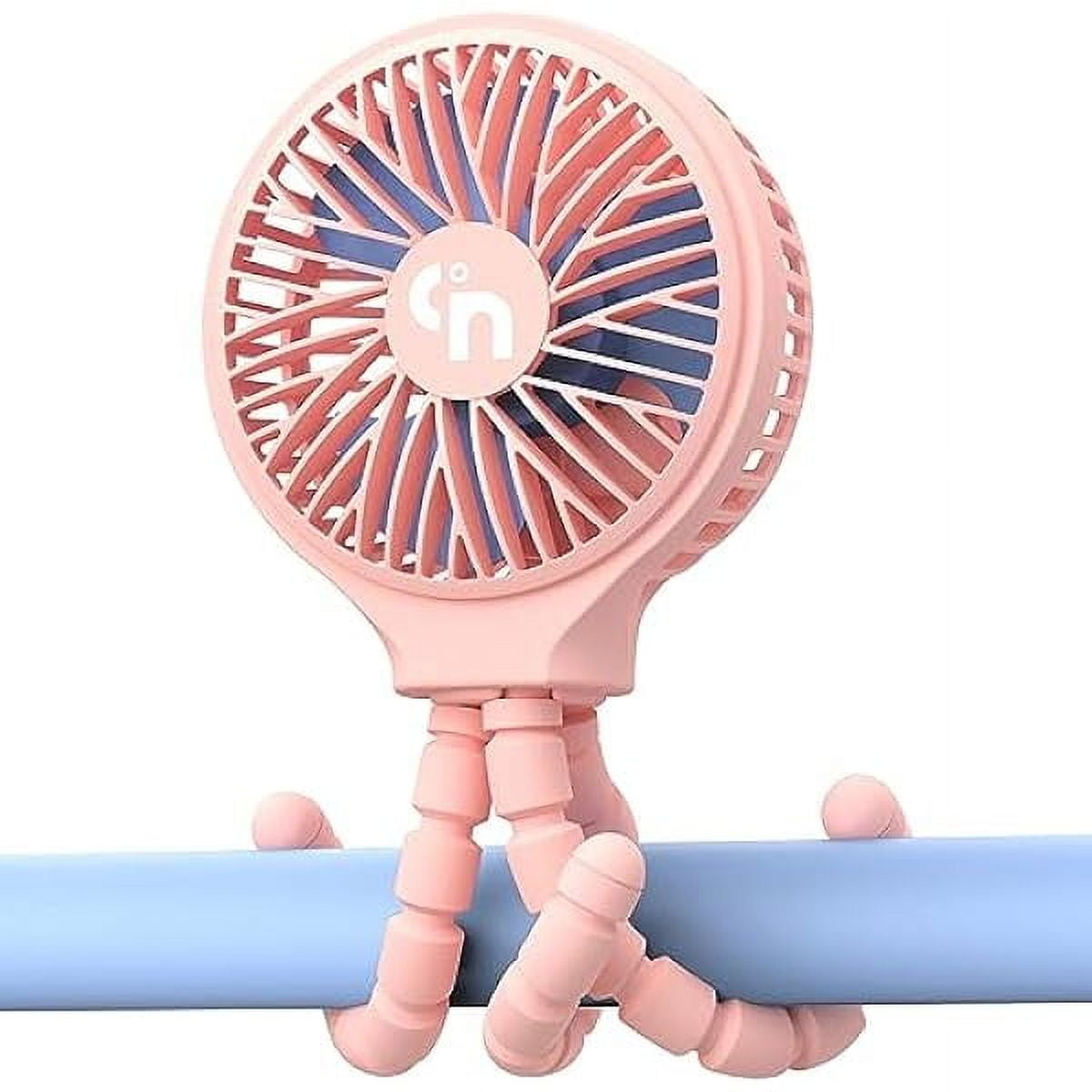 Baby Stroller Fan, Clip On Portable Rechargeable Battery Operated Mini Handheld Car Seat Small USB Desk Personal Fan for Stroller Accessories/Crib/Home Office