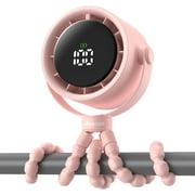Baby Stroller Fan, Rechargeable Portable Clip on Fan, 17H Cooling with 5 Speeds, LED Display, 360°Rotate Personal Cooling Fans for Car Seat, Crib, Travel, Camping, Gifts for New Parents