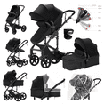thumbnail image 1 of Baby Stroller High Landscape Pram & Lightweight Pushchair Travel Systems with Reversible Bassinet for Newborns and Toddlers,Unisex(Black), 1 of 12