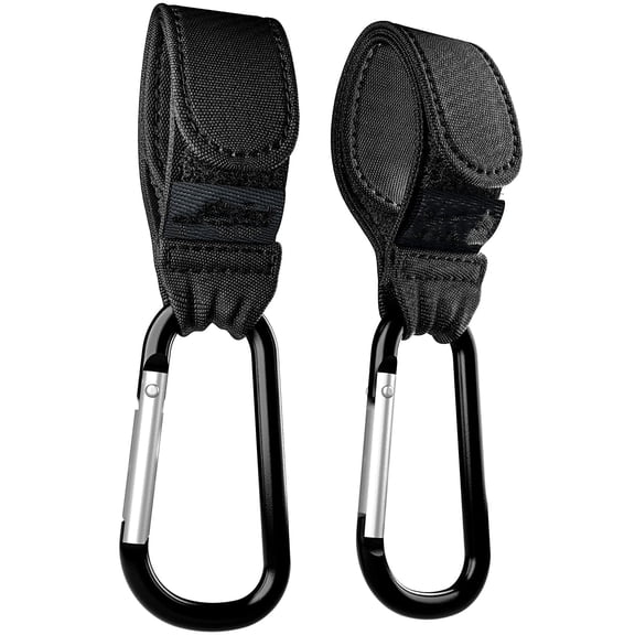 Baby Stroller Hooks for Bags (2 Pack) Universal Stroller Clips and Hooks, Non-Slip with One-Hand Opening, 11 lb Weight Capacity Baby Travel Essential